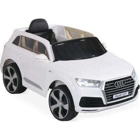 AUDI Q7 Wit, elektrische auto 12V, 1 plaats, 4x4 voor kinderen met autoradio en afstandsbediening